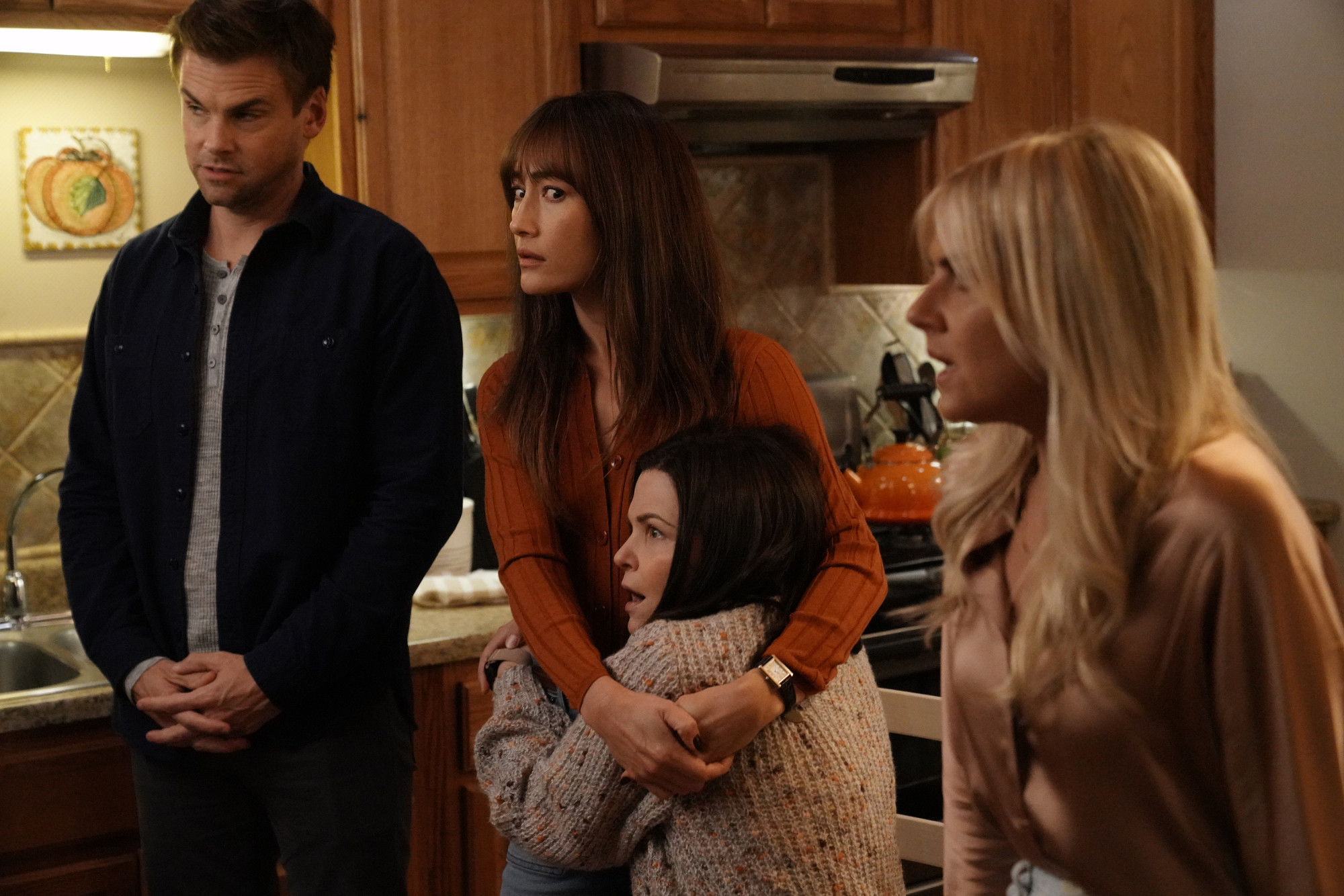 Ginnifer Goodwin, Maggie Q, Tommy Dewey, and Eliza Coupe in Pivoting (2022)