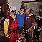 Dom on set of Dashing Through the Snow with his father Dexter Bell and Director Tim Story
