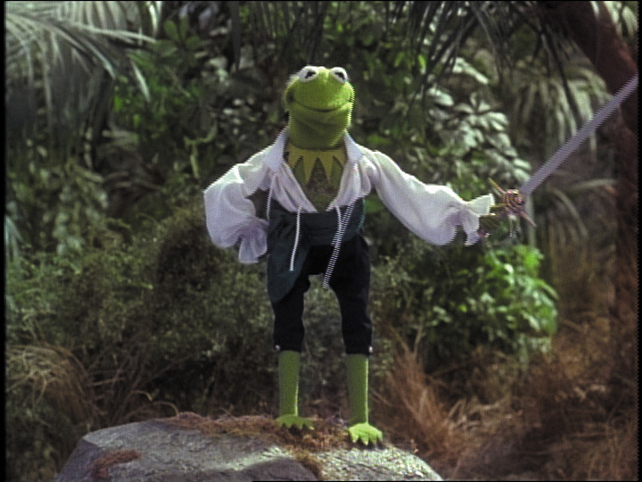 Steve Whitmire and Kermit the Frog in Muppet Treasure Island (1996)