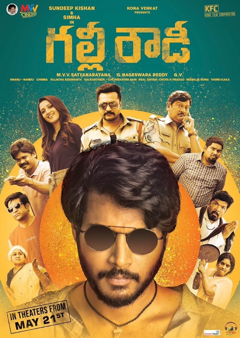 Krishna Murali Posani, Rajendra Prasad, Sundeep Kishan, Vennela Kishore, Bobby Simha, Harsha Chemudu, Shakalaka Shankar, and Neha Shetty in Gully Rowdy (2021)