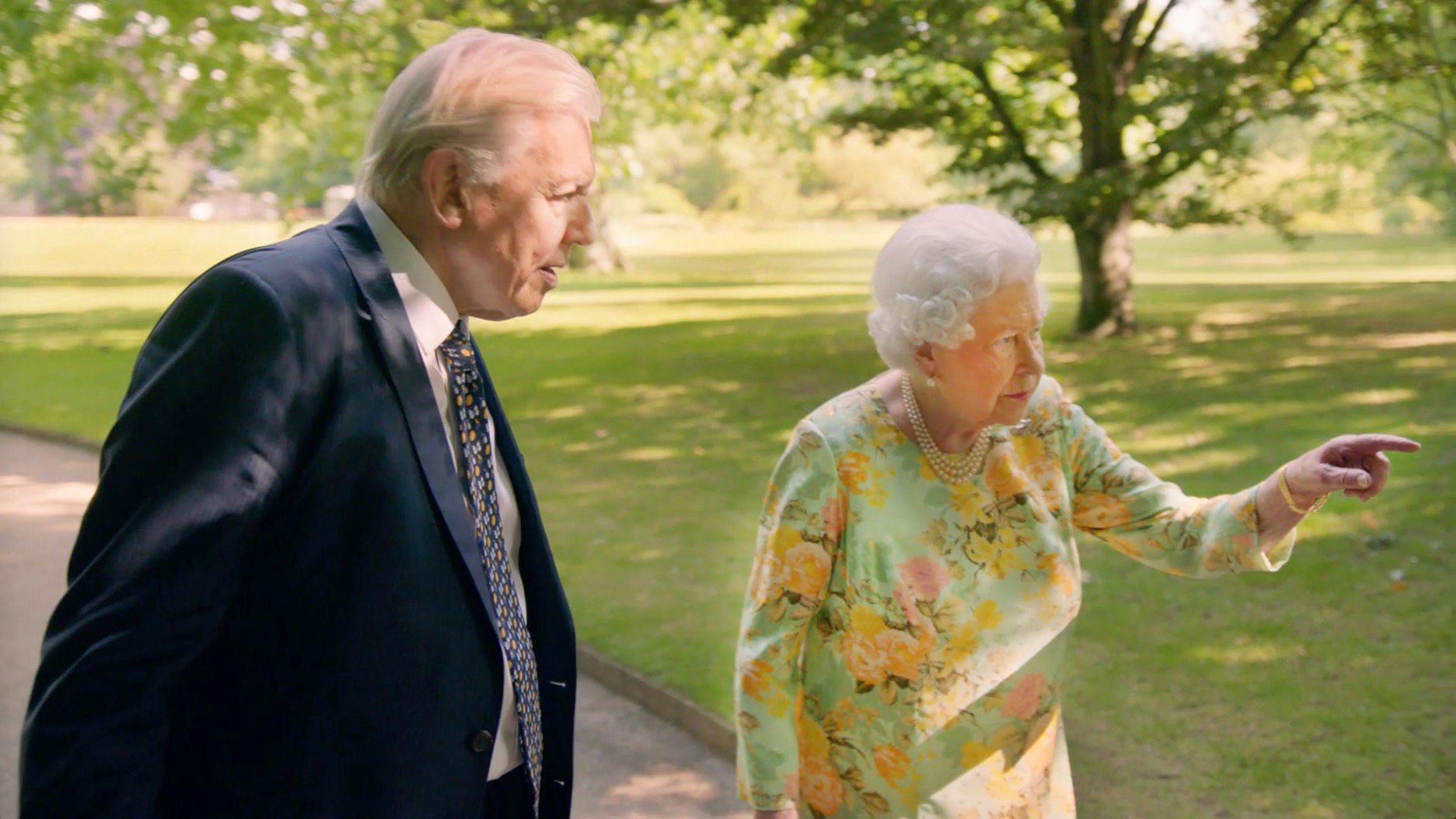 David Attenborough and Queen Elizabeth II in The Queen's Green Planet (2018)