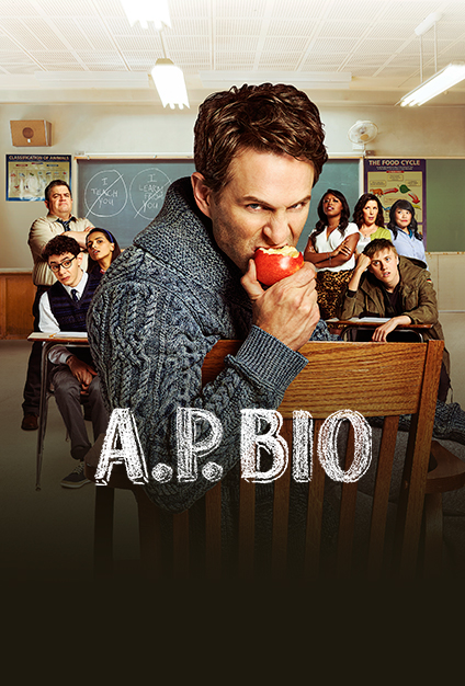 Patton Oswalt, Glenn Howerton, Jean Villepique, Mary Sohn, Lyric Lewis, Aparna Brielle, Nick Peine, and Jacob McCarthy in A.P. Bio (2018)