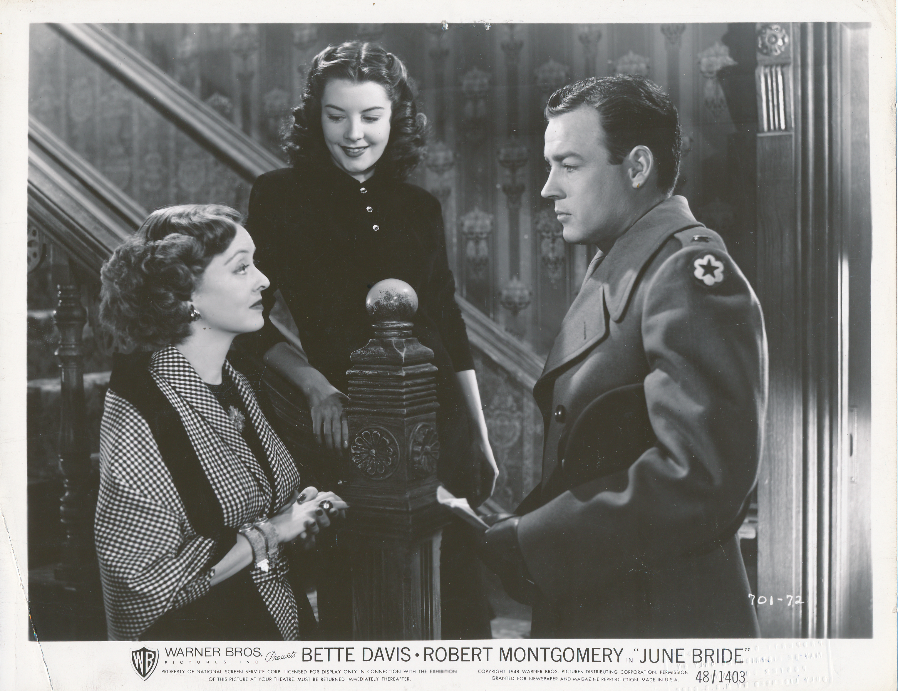 Bette Davis, Barbara Bates, and Ray Montgomery in June Bride (1948)