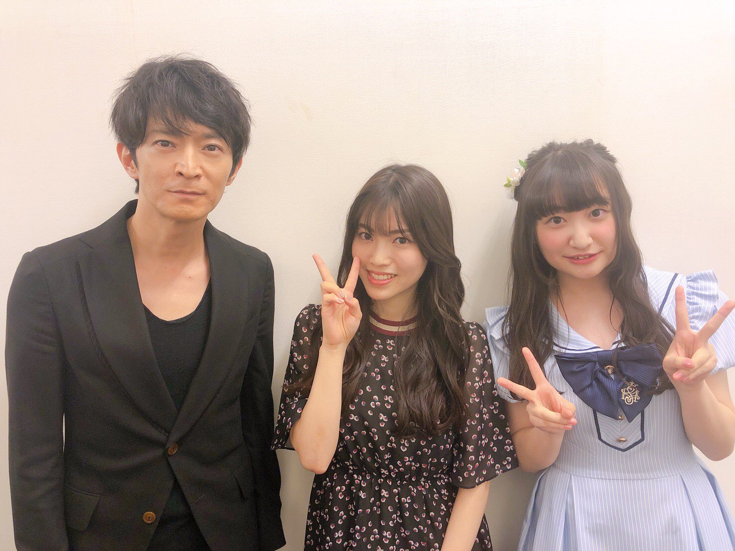 Kenjirô Tsuda, Kaori Ishihara, and Kanon Takao at an event for Demon Lord, Retry! (2019)