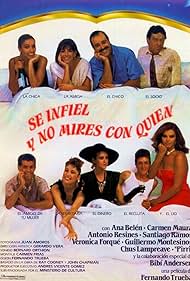 Ana Belén, Bibiana Fernández, José Luis Fernández 'Pirri', Verónica Forqué, Chus Lampreave, Carmen Maura, Guillermo Montesinos, Santiago Ramos, and Antonio Resines in Sii infedele e non guardare con chi (1985)