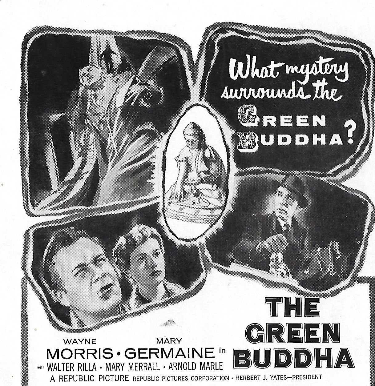 Mary Germaine, Wayne Morris, and Walter Rilla in The Green Buddha (1954)