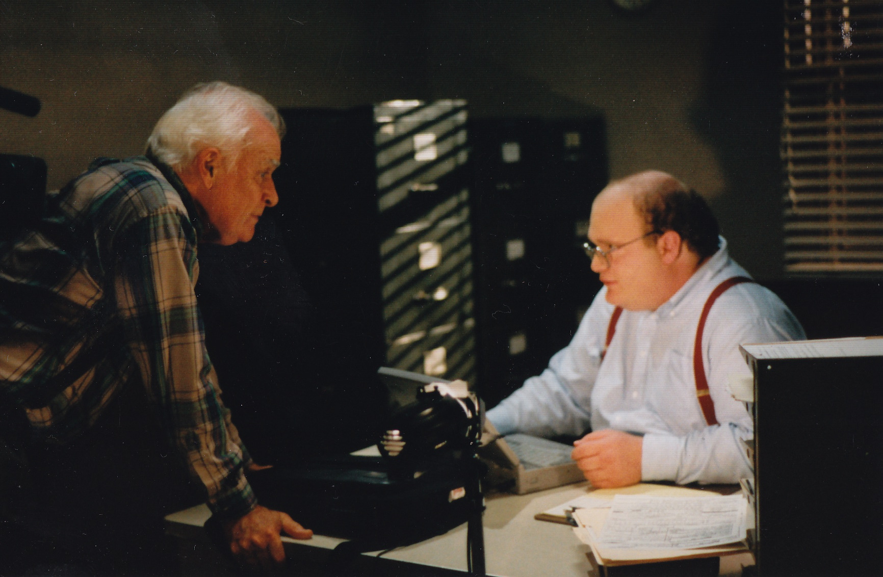 Barry Blake and John Ingle on set