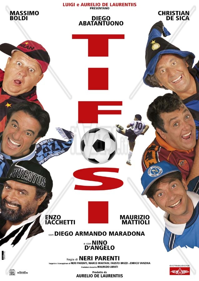 Diego Abatantuono, Massimo Boldi, Nino D'Angelo, Christian De Sica, Enzo Iacchetti, and Diego Maradona in Tifosi (1999)