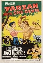 Lex Barker, Joyce Mackenzie, and Monique van Vooren in Tarzan and the She-Devil (1953)