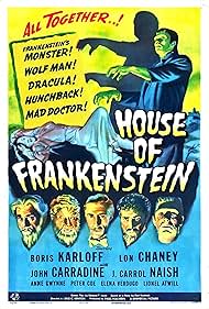 Boris Karloff, John Carradine, Lon Chaney Jr., J. Carrol Naish, Glenn Strange, and Elena Verdugo in House of Frankenstein (1944)