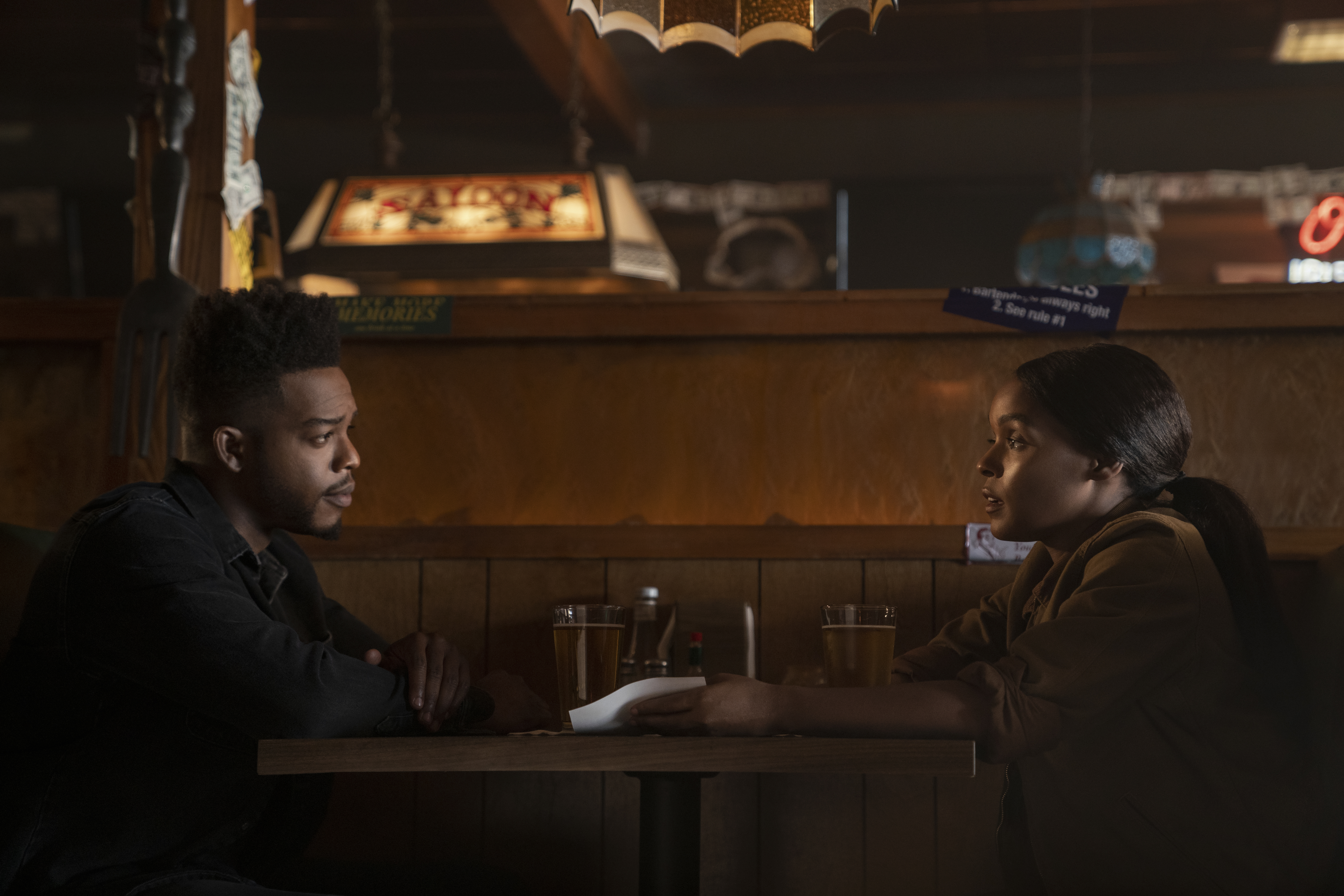 Janelle Monáe and Stephan James in Homecoming (2018)