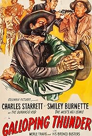 Smiley Burnette, Charles Starrett, and The Bronco Busters in Galloping Thunder (1946)