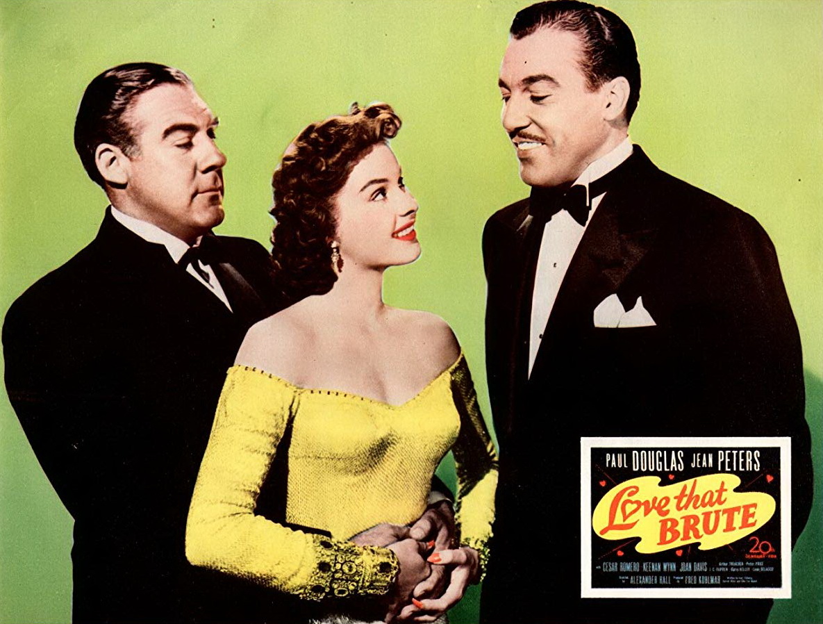 Cesar Romero, Paul Douglas, and Jean Peters in Love That Brute (1950)