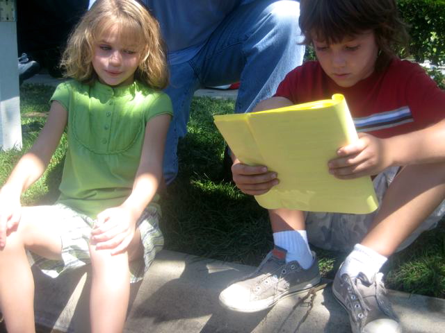 joey king and kai caster on the set of the watch