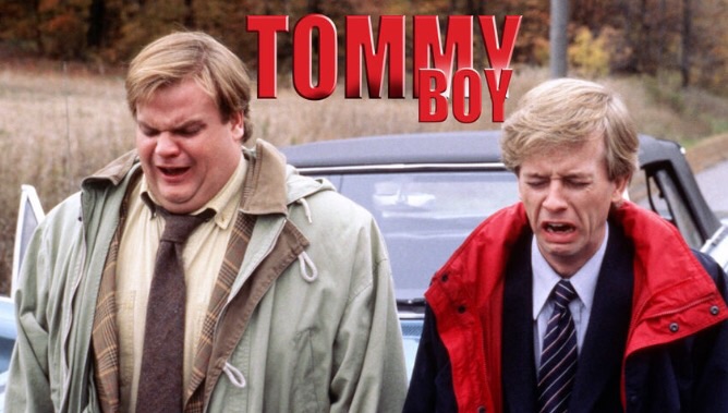 Chris Farley and David Spade in Tommy Boy (1995)