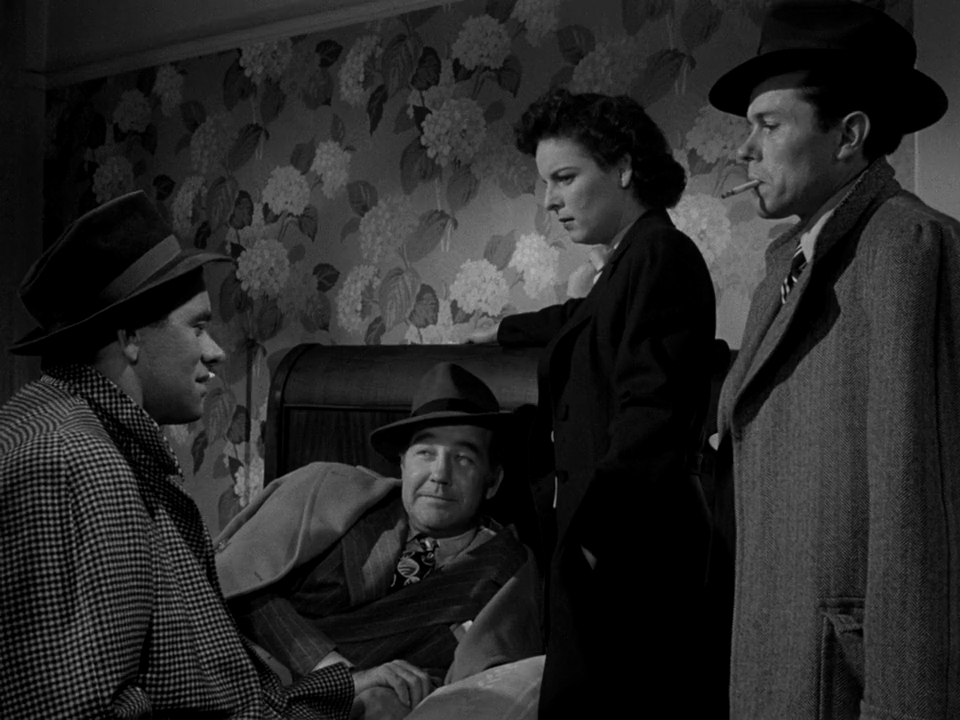 Broderick Crawford, Walter Burke, John Ireland, and Mercedes McCambridge in All the King's Men (1949)