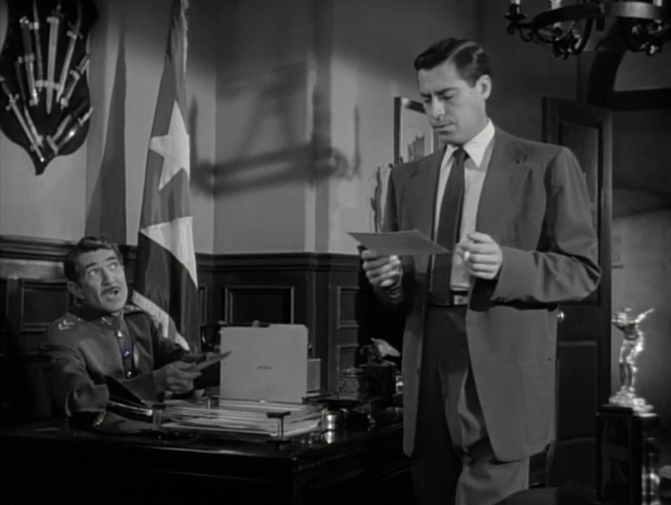 Trevor Bardette and John Hodiak in A Lady Without Passport (1950)