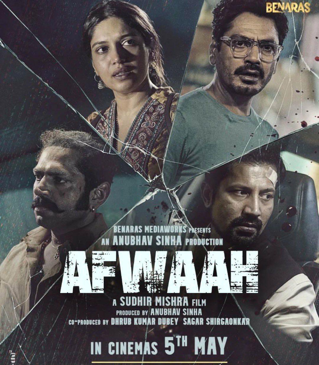 Nawazuddin Siddiqui, Sharib Hashmi, Sumeet Vyas, and Bhumi Pednekar in Afwaah (2023)