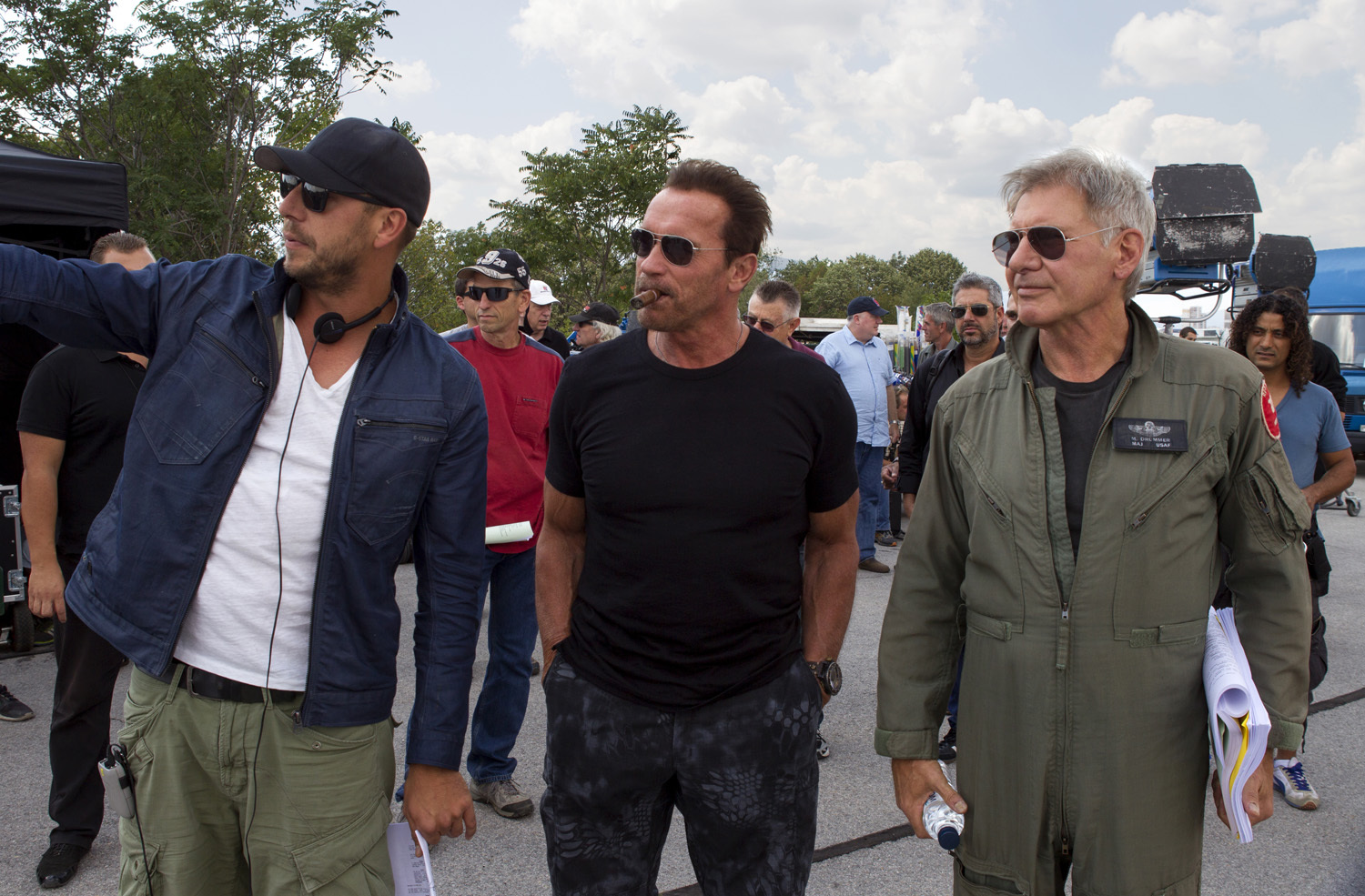 Harrison Ford, Arnold Schwarzenegger, and Patrick Hughes in The Expendables 3 (2014)