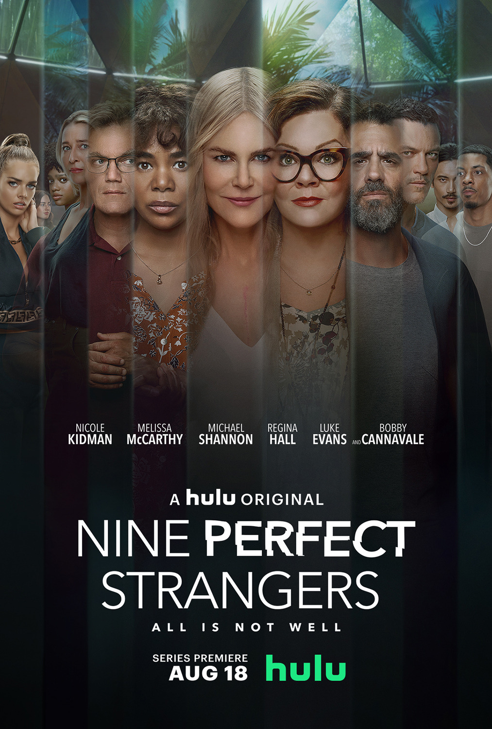 Nicole Kidman, Bobby Cannavale, Regina Hall, Asher Keddie, Melissa McCarthy, Michael Shannon, Luke Evans, Tiffany Boone, Grace Van Patten, Samara Weaving, Manny Jacinto, and Melvin Gregg in Nine Perfect Strangers (2021)