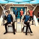 Scott Grimes, Penny Johnson Jerald, Seth MacFarlane, Peter Macon, Adrianne Palicki, J. Lee, Mark Jackson, and Halston Sage in The Orville (2017)