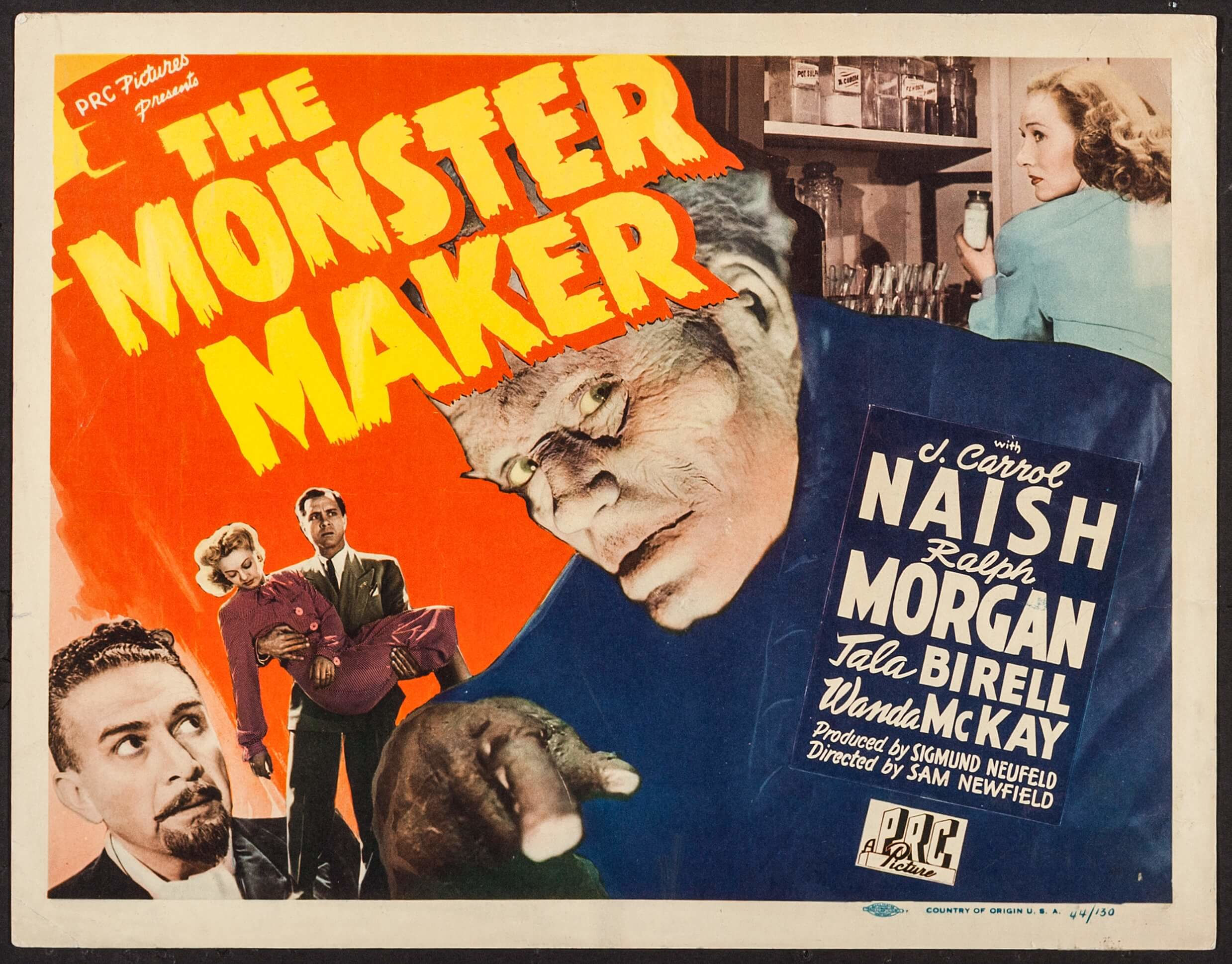 Tala Birell, Terry Frost, Wanda McKay, J. Carrol Naish, and Glenn Strange in The Monster Maker (1944)