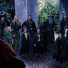 Sean Astin, Sean Bean, Elijah Wood, Viggo Mortensen, Ian McKellen, Orlando Bloom, Billy Boyd, Dominic Monaghan, John Rhys-Davies, and Hugo Weaving in The Lord of the Rings: The Fellowship of the Ring (2001)