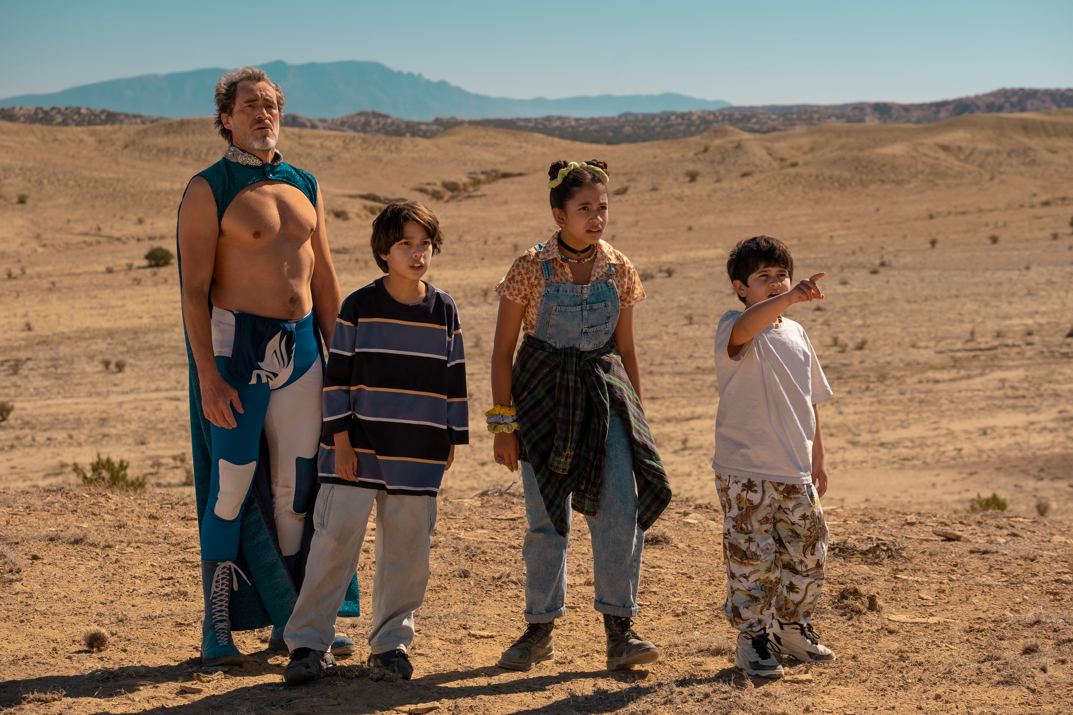 Demián Bichir, Nickolas Verdugo, Ashley Ciarra, and Evan Whitten in Chupa (2023)