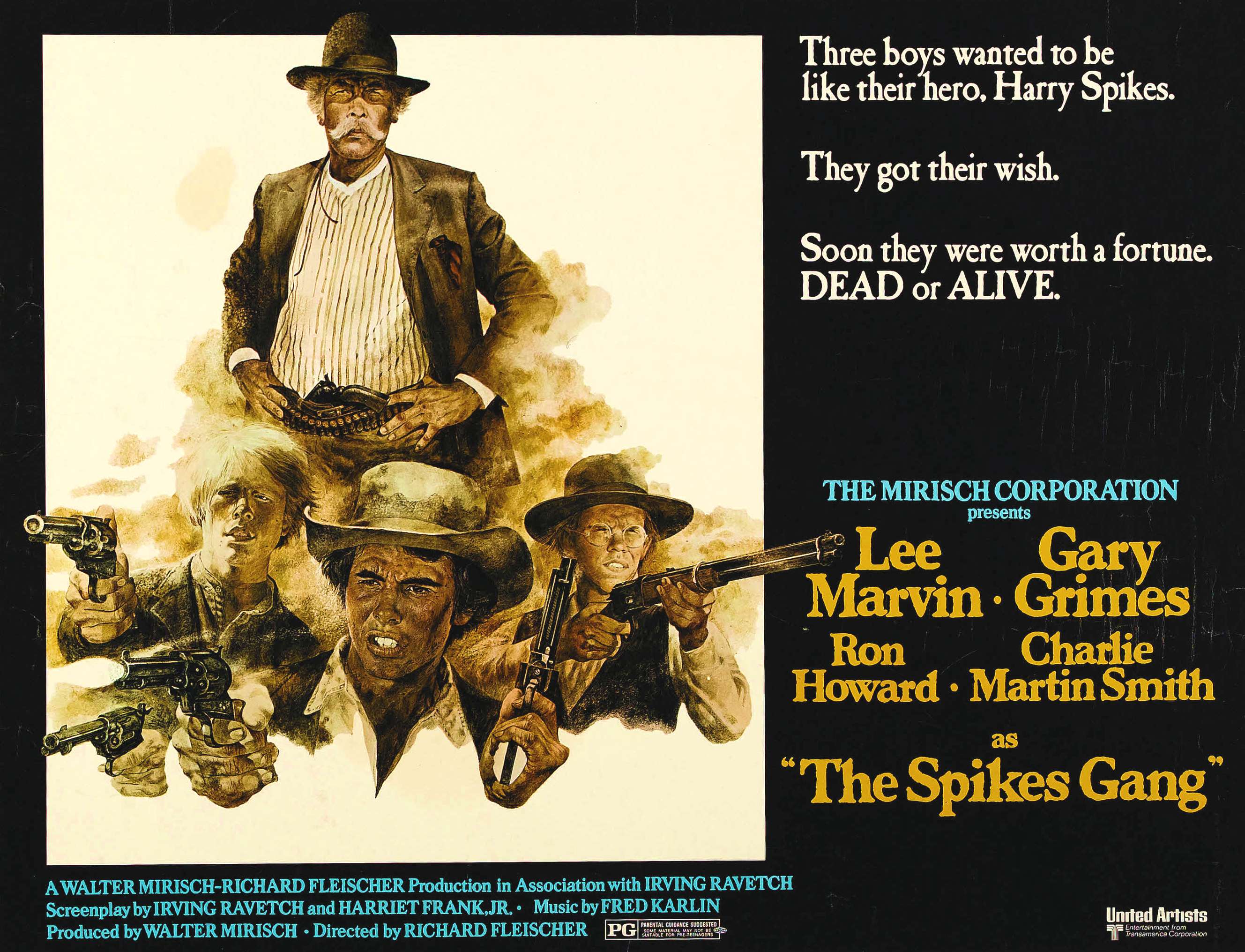 Ron Howard, Lee Marvin, Charles Martin Smith, and Gary Grimes in The Spikes Gang (1974)