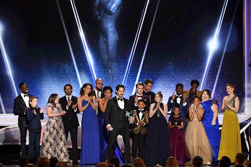 Mandy Moore, Milo Ventimiglia, Sterling K. Brown, Justin Hartley, Susan Kelechi Watson, Chrissy Metz, Chris Sullivan, Hannah Zeile, Faithe Herman, and Eris Baker at an event for 24th Annual Screen Actors Guild Awards (2018)