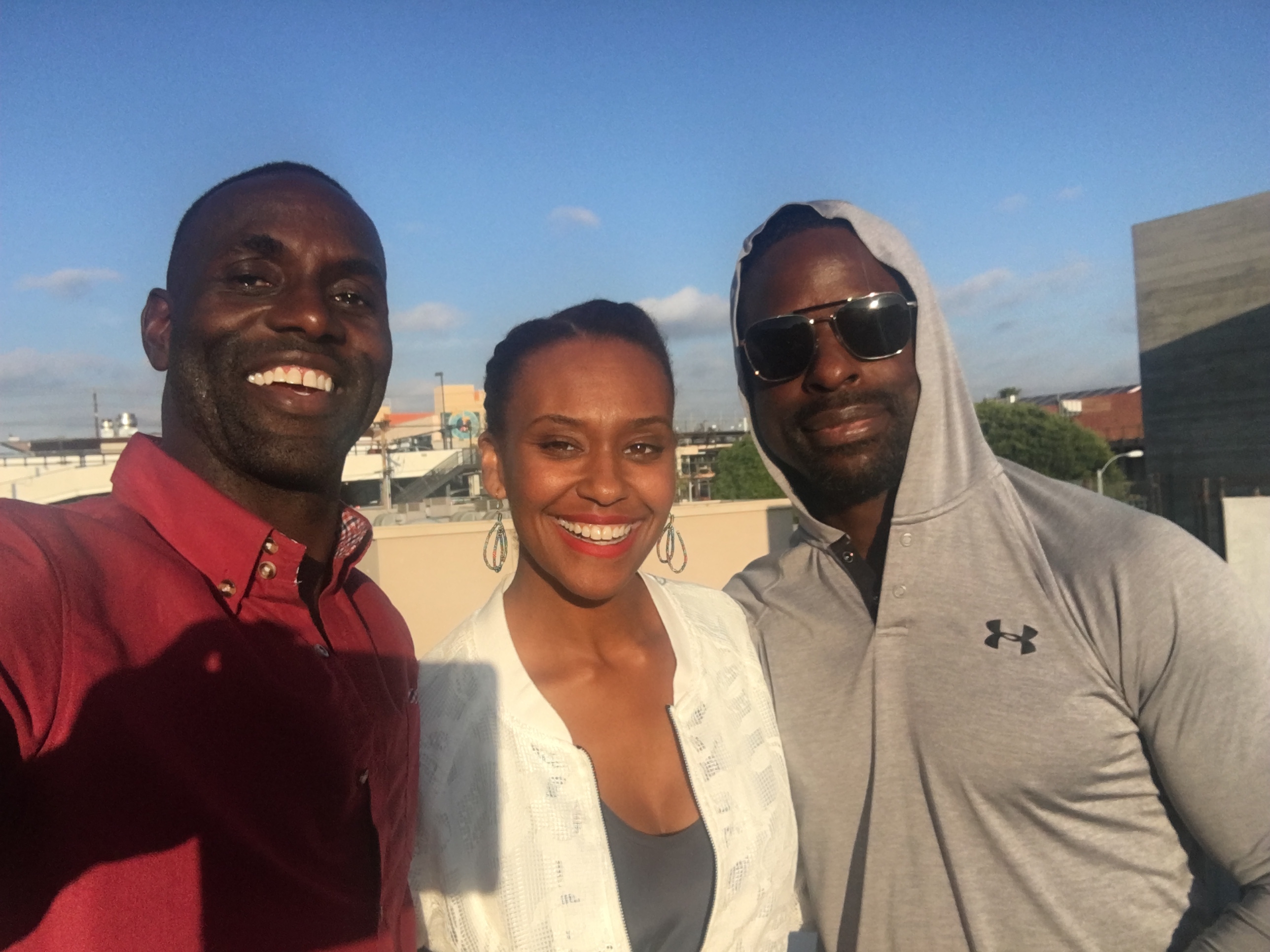 Lanre Idewu, Ryan Michelle Bathe and Sterling K. Brown