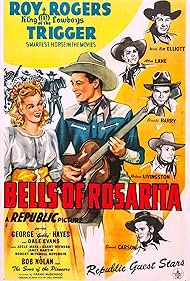 Roy Rogers, Don 'Red' Barry, Sunset Carson, Bill Elliott, Dale Evans, George 'Gabby' Hayes, Allan Lane, Robert Livingston, and Trigger in Bells of Rosarita (1945)