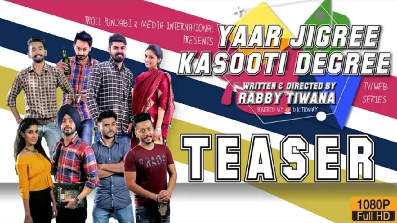 Karan Sandhawalia, Amrit Amby, Pawan Johal, Sukhdeep Sapra, Jasmin Bajwa, and Pukhraj Bhalla in Yaar Jigree Kasooti Degree (2018)