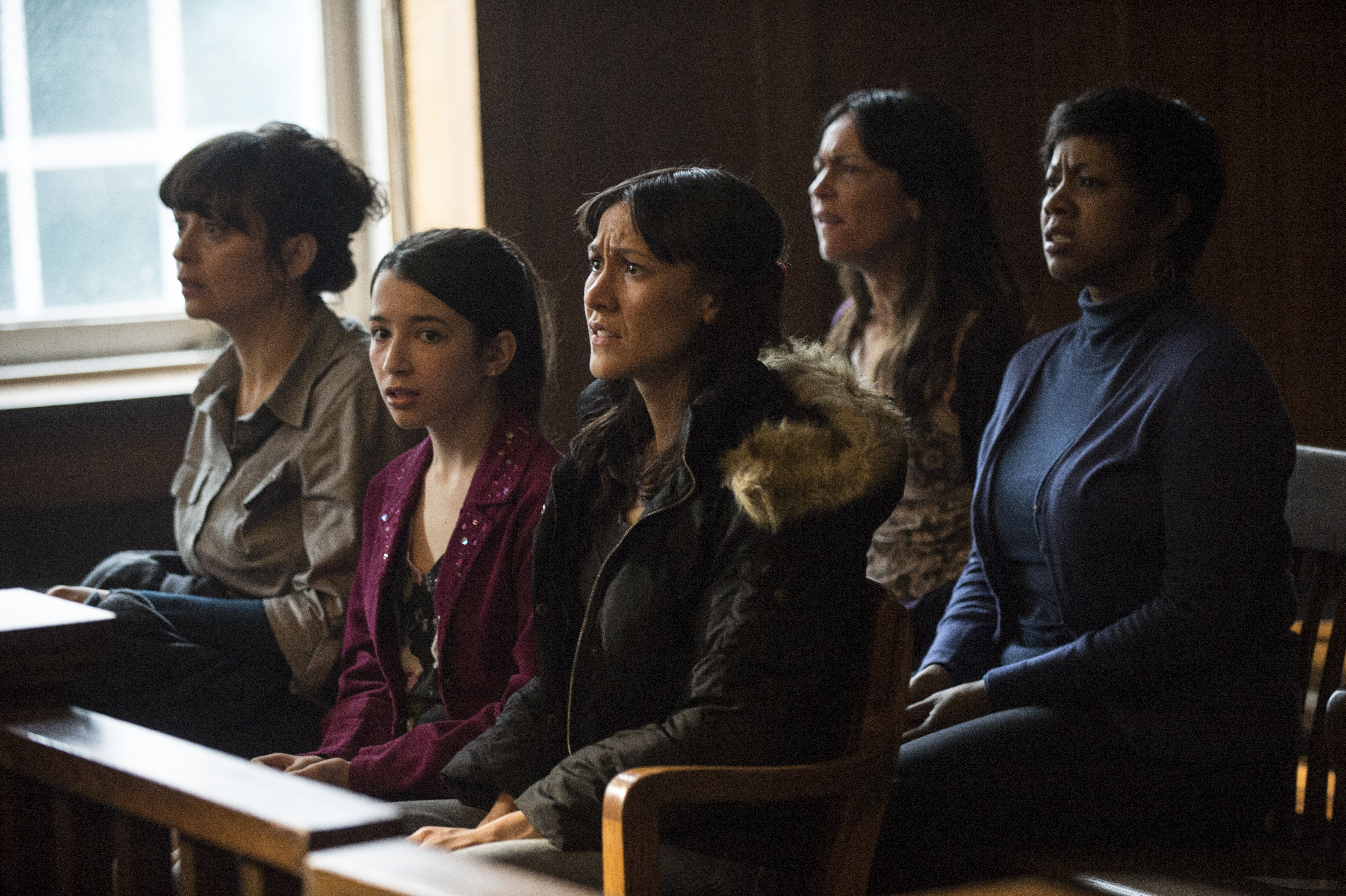 Marci T. House, Sarah Strange, Elle-Máijá Tailfeathers, and Olivia Steele Falconer in On the Farm (2016)