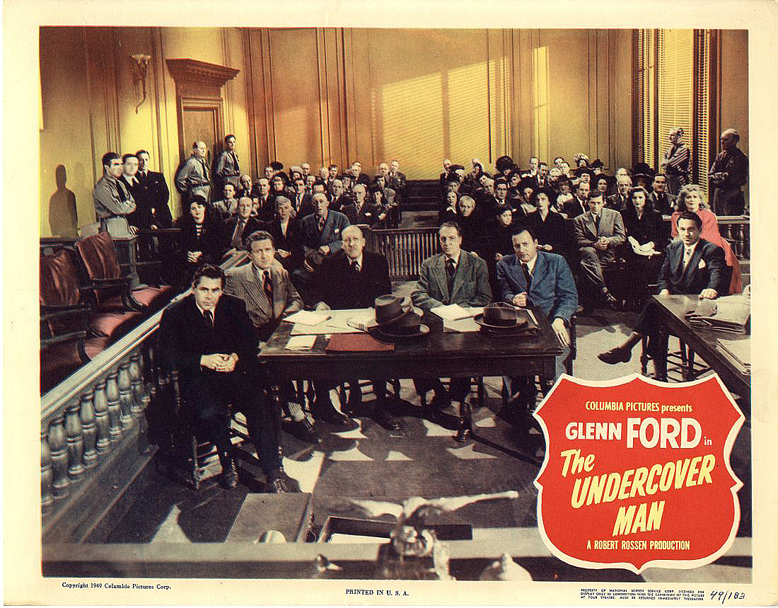 Glenn Ford, Patricia Barry, Anthony Caruso, Marcella Cisney, Michael Cisney, Angela Clarke, George Douglas, Barry Kelley, Joan Lazer, Esther Minciotti, and Howard St. John in The Undercover Man (1949)