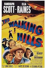 Randolph Scott, William Bishop, Edgar Buchanan, and Ella Raines in The Walking Hills (1949)