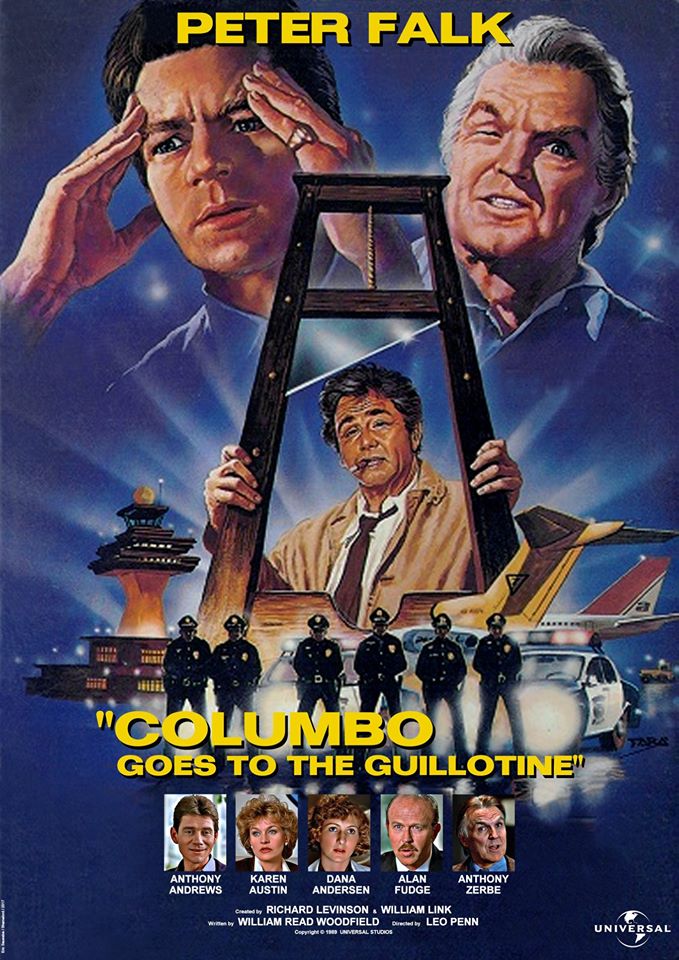 Peter Falk, Anthony Andrews, Anthony Zerbe, Dana Andersen, Karen Austin, and Alan Fudge in Columbo: Columbo Goes to the Guillotine (1989)