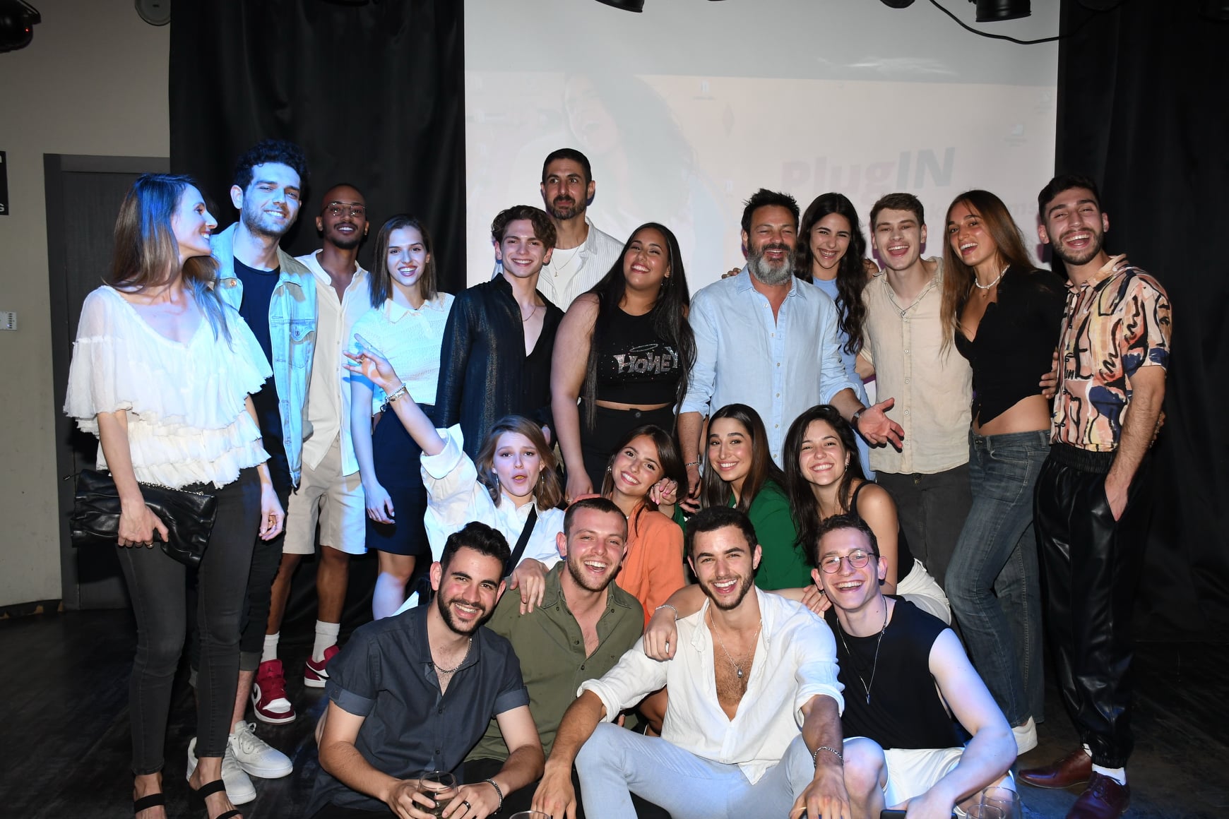 Aki Avni, Mika Tzur, Naya Bienstock, Ran Mushayov, Yonatan Wachs, Ori Biton, Ilai Chapman, Or Yaakov, Adi Tene, Tomer Gerstein, Tair Buhbut, and Kim Or Azulay at an event for Mekif Milano (2021)