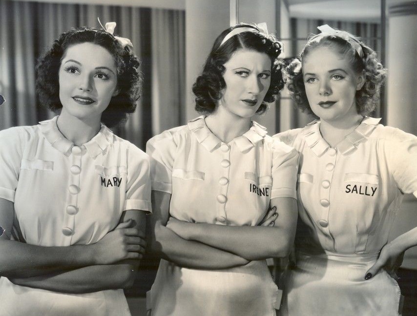 Joan Davis, Alice Faye, and Marjorie Weaver in Sally, Irene and Mary (1938)