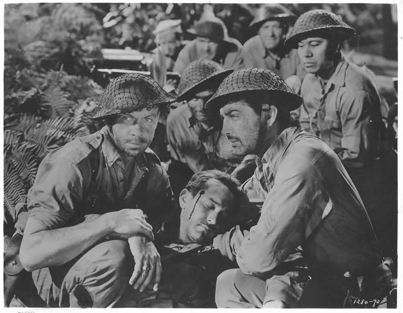 Robert Taylor, Lee Bowman, Roque Espiritu, Thomas Mitchell, George Murphy, Barry Nelson, Phil Schumacher, and Robert Walker in Bataan (1943)