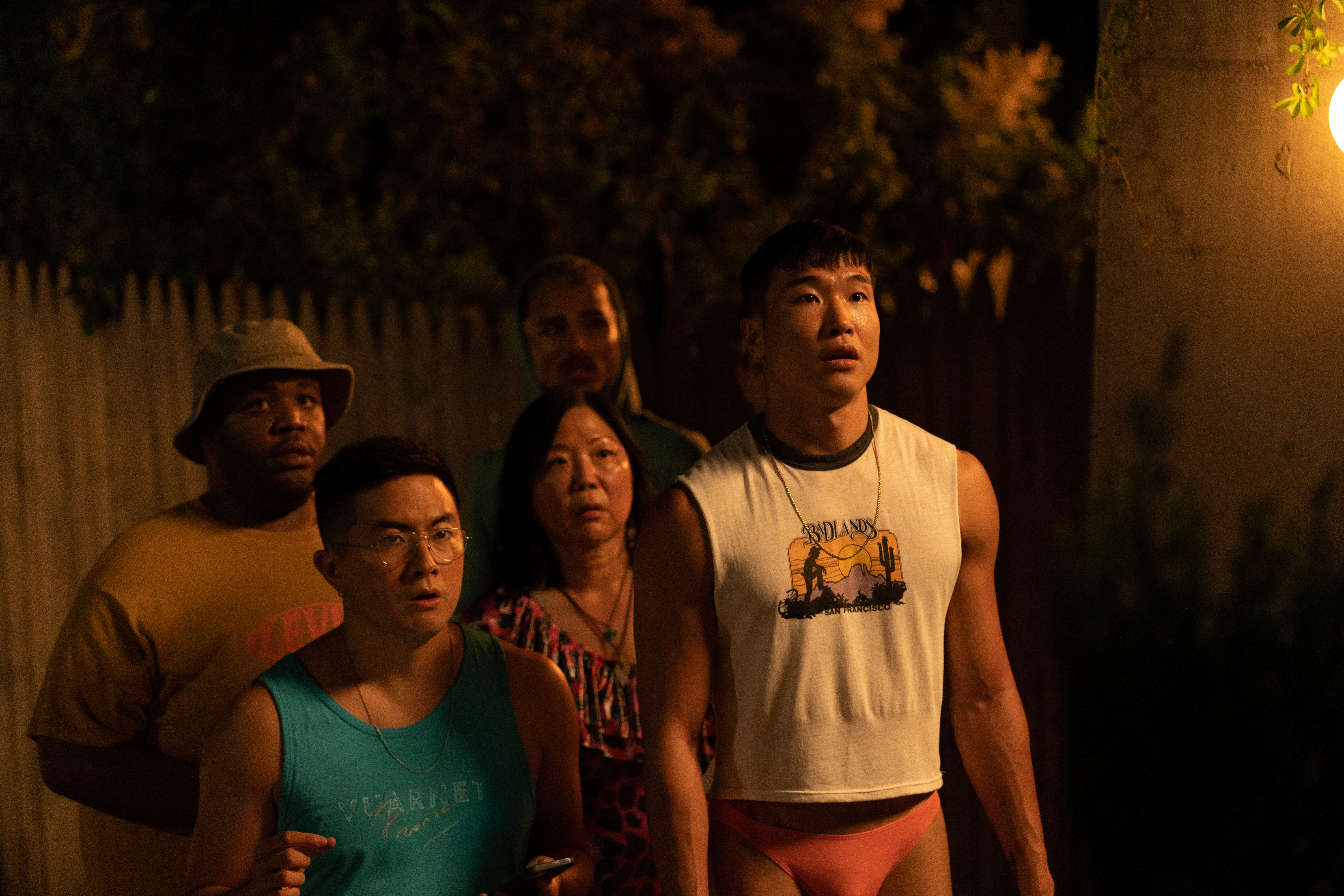 Margaret Cho, Tomas Matos, Joel Kim Booster, Bowen Yang, and Torian Miller in Fire Island (2022)