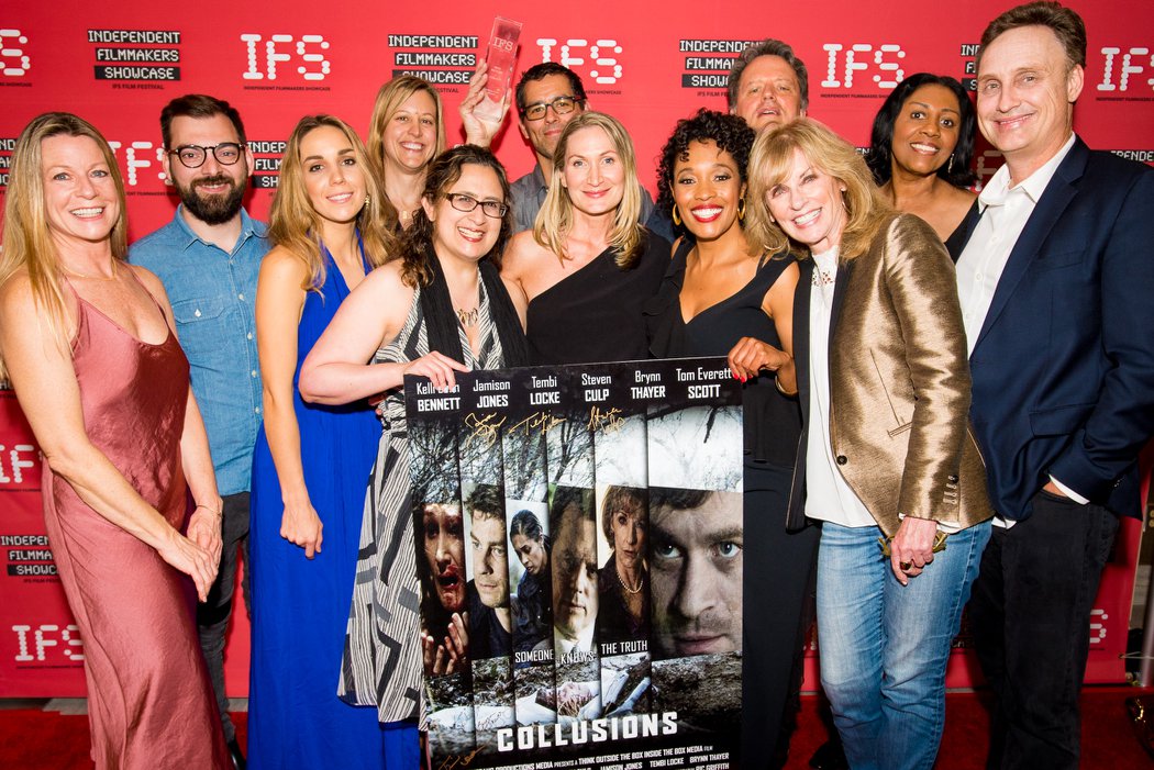 Steven Culp, Crystal Jackson, Tembi Locke, Brynn Thayer, Anthony Vietro, Tim Warren, Jennifer Simpson, Kelli Joan Bennett, Monica Zepeda, Paul Koch, Kristin Rogers, and Beverly A. Woss at an event for Collusions (2018)