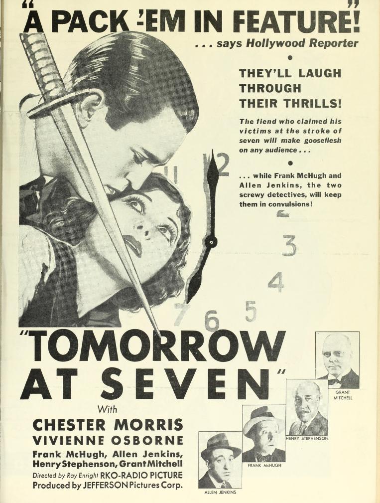 Allen Jenkins, Frank McHugh, Grant Mitchell, Chester Morris, Vivienne Osborne, and Henry Stephenson in Tomorrow at Seven (1933)