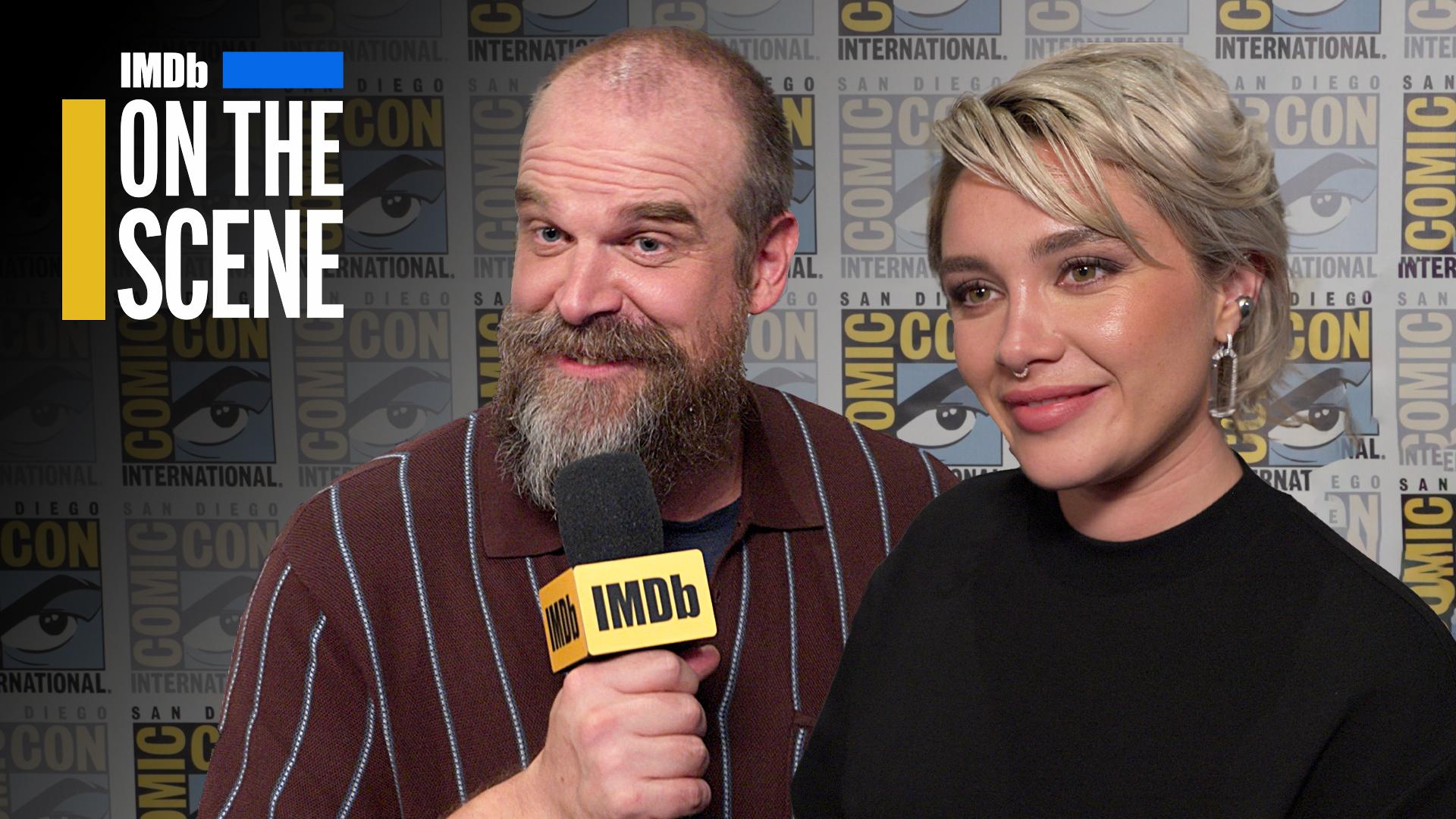 David Harbour and Florence Pugh in The Cast and Crew of 'Thunderbolts*' Talk Big Personalities, Yelena's Return, and More! (2024)