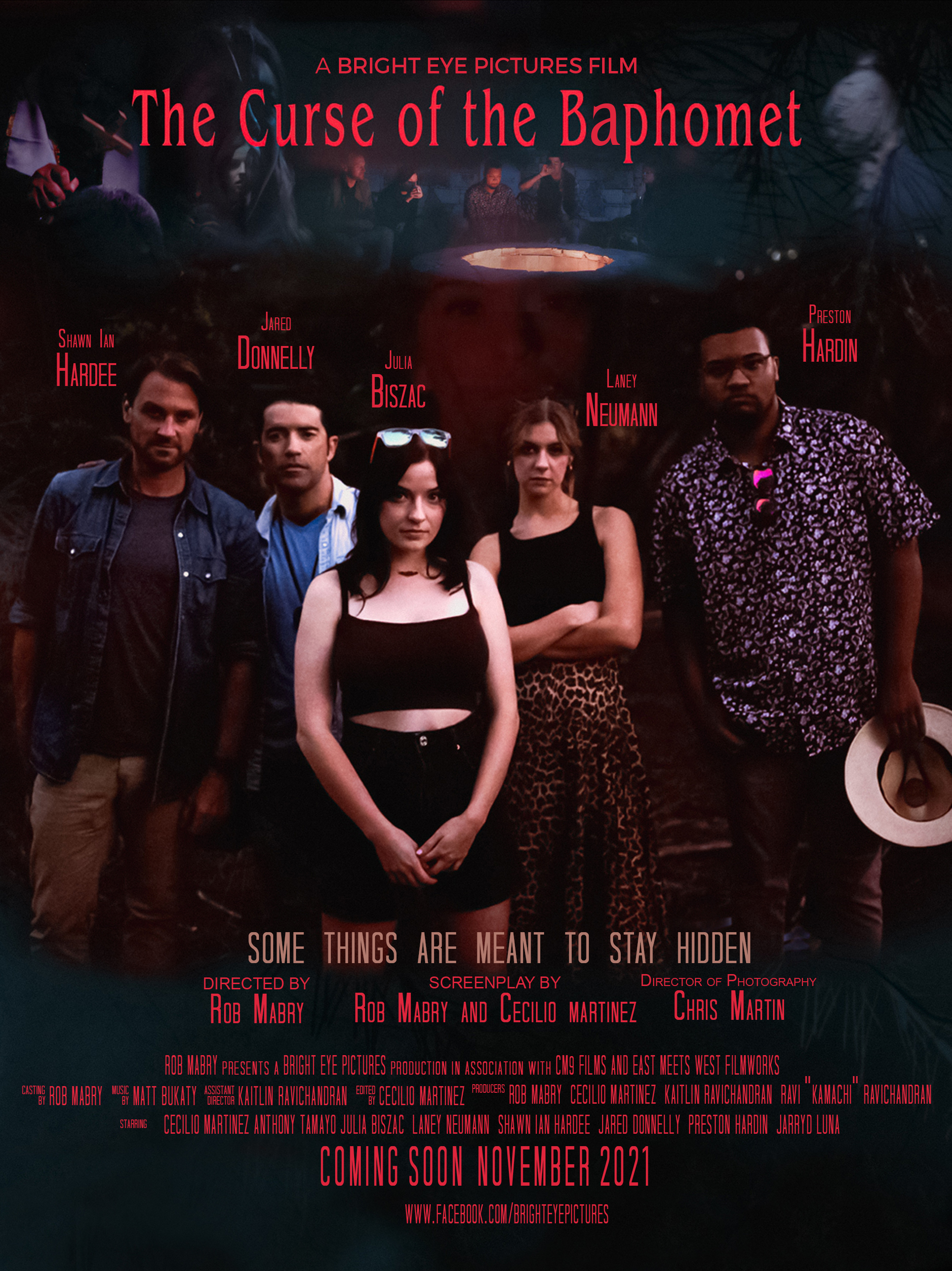 Shawn Ian Hardee, Preston Hardin, Julia Biszac, Laney Neumann, and Jared Donnelly in The Curse of the Baphomet (2021)