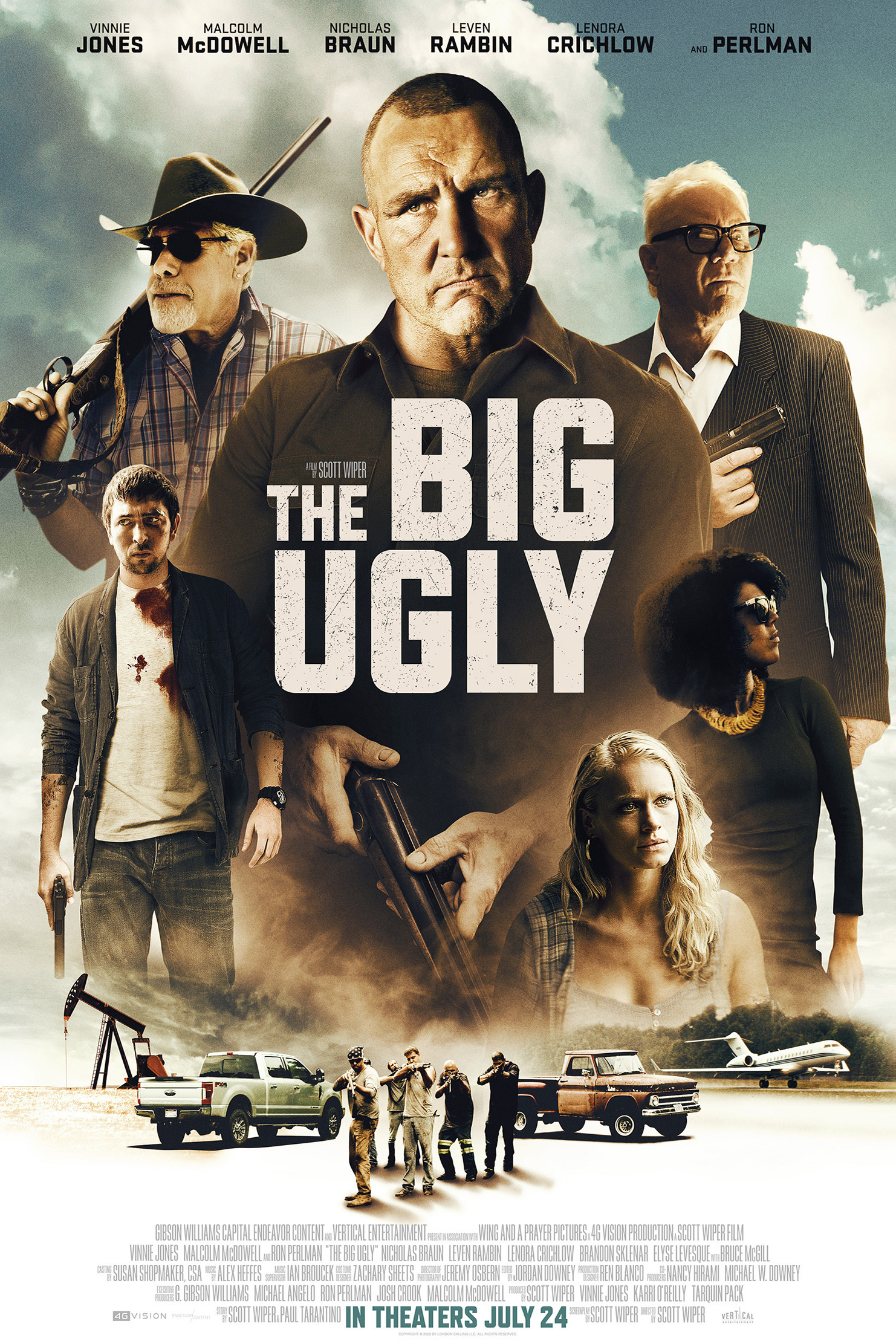 Malcolm McDowell, Ron Perlman, Vinnie Jones, Nicholas Braun, Lenora Crichlow, and Leven Rambin in The Big Ugly (2020)