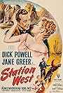 Jane Greer and Dick Powell in Station West (1948)