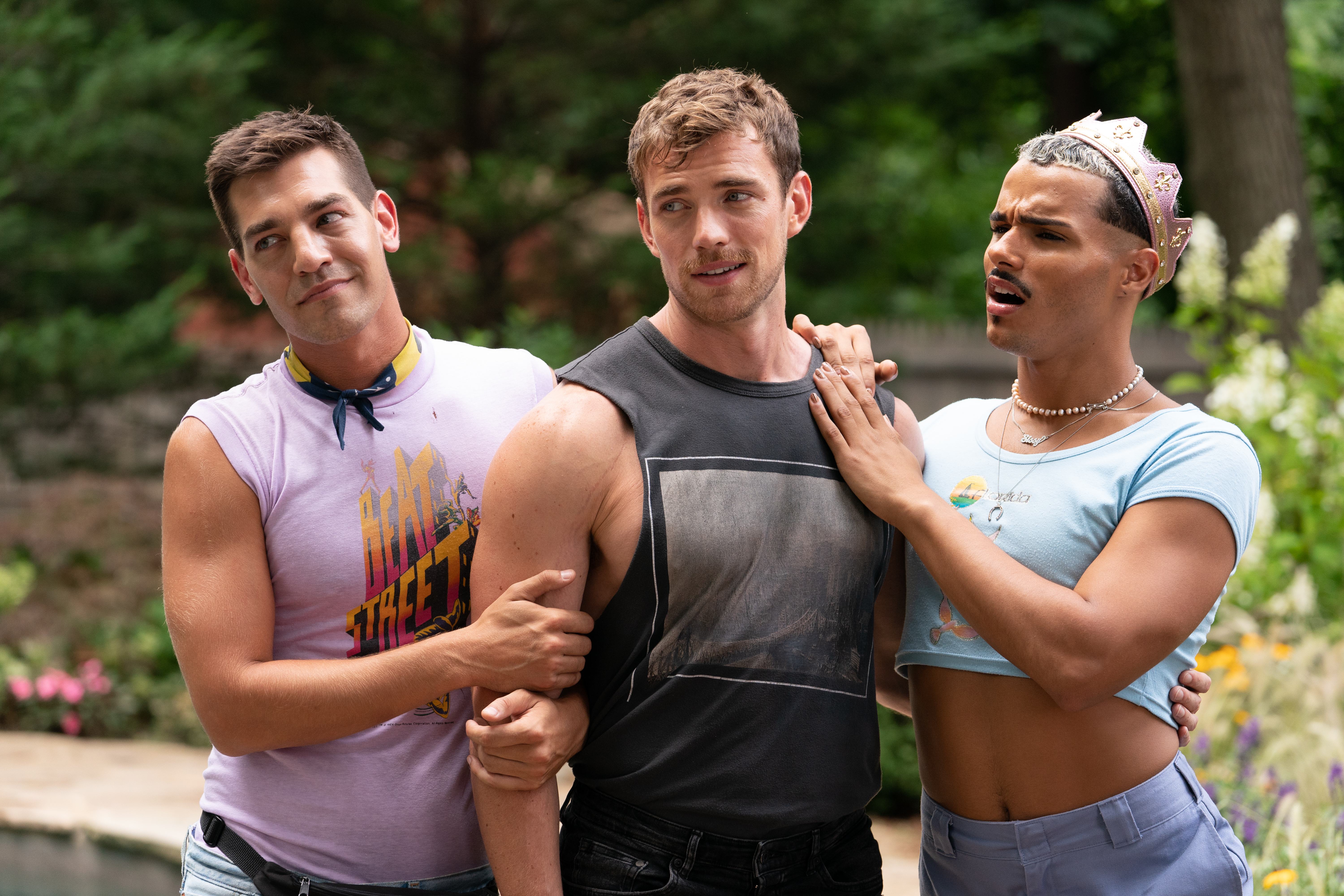 Tomas Matos, Matt Rogers, and Zane Phillips in Fire Island (2022)