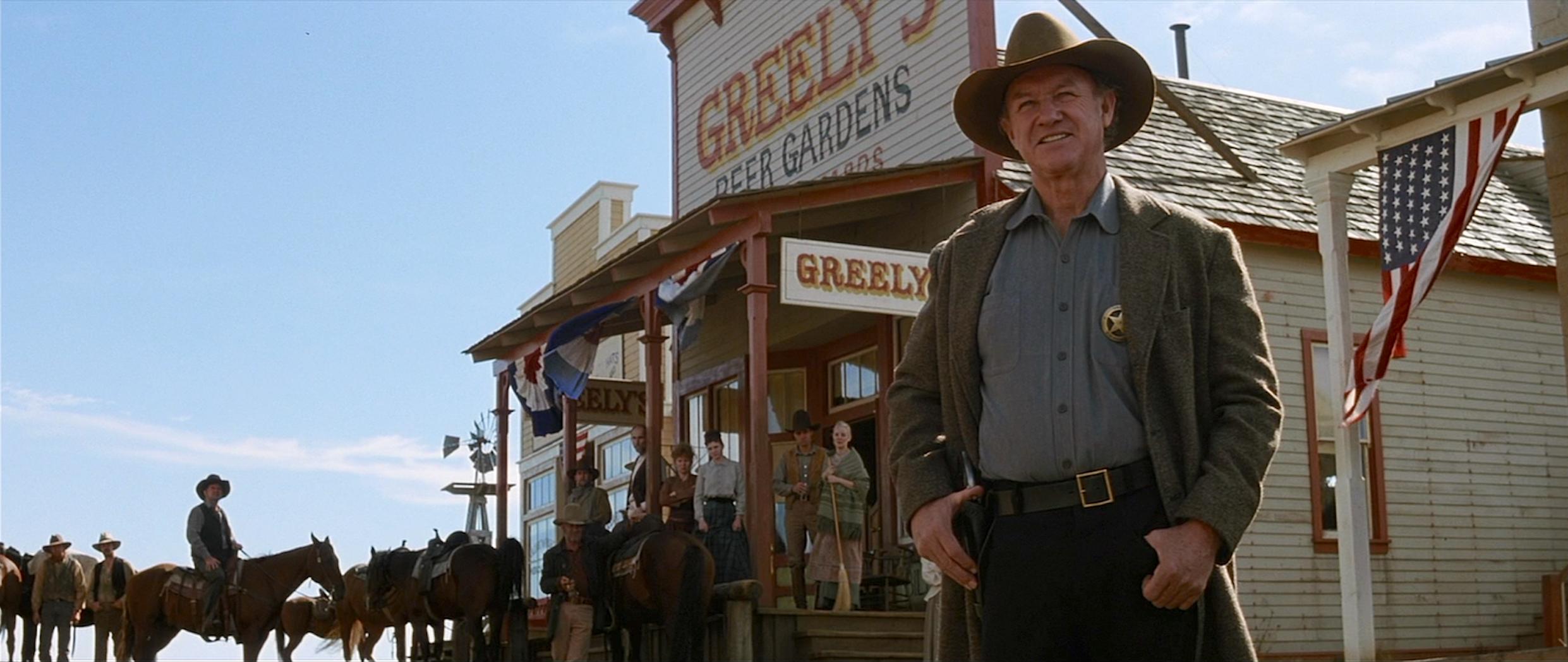 Gene Hackman, Beverley Elliott, Tara Frederick, Anthony James, and Anna Thomson in Unforgiven (1992)