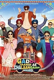 Jasmin Bajwa, B.N. Sharma, Jaswinder Bhalla, Hardip Gill, Binnu Dhillon, and Ammy Virk in Gaddi Jaandi Ae Chalaangaan Maardi (2023)